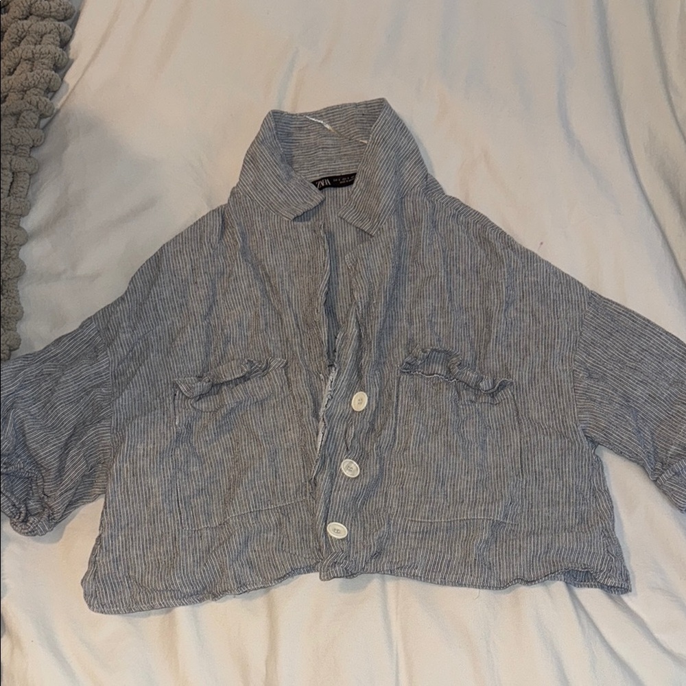 Zara Blue Striped Button Down Shirt